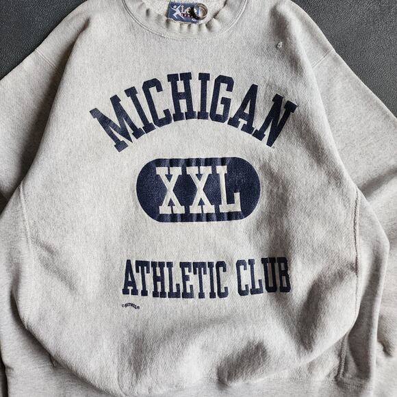 Vintage Michigan Athletic Club Lee Grey Sweatshirt XL - Picture 3 of 7